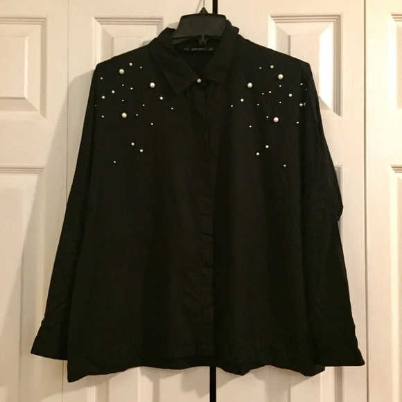 Zara pearl button down shirt - Picture 1 of 4